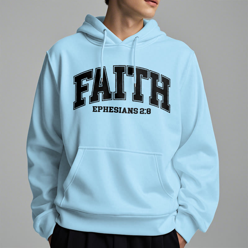 christiandiscipleshop Modern Style Faith Ephesians 2 : 8 Fleece Lined Polyester Hoodie
