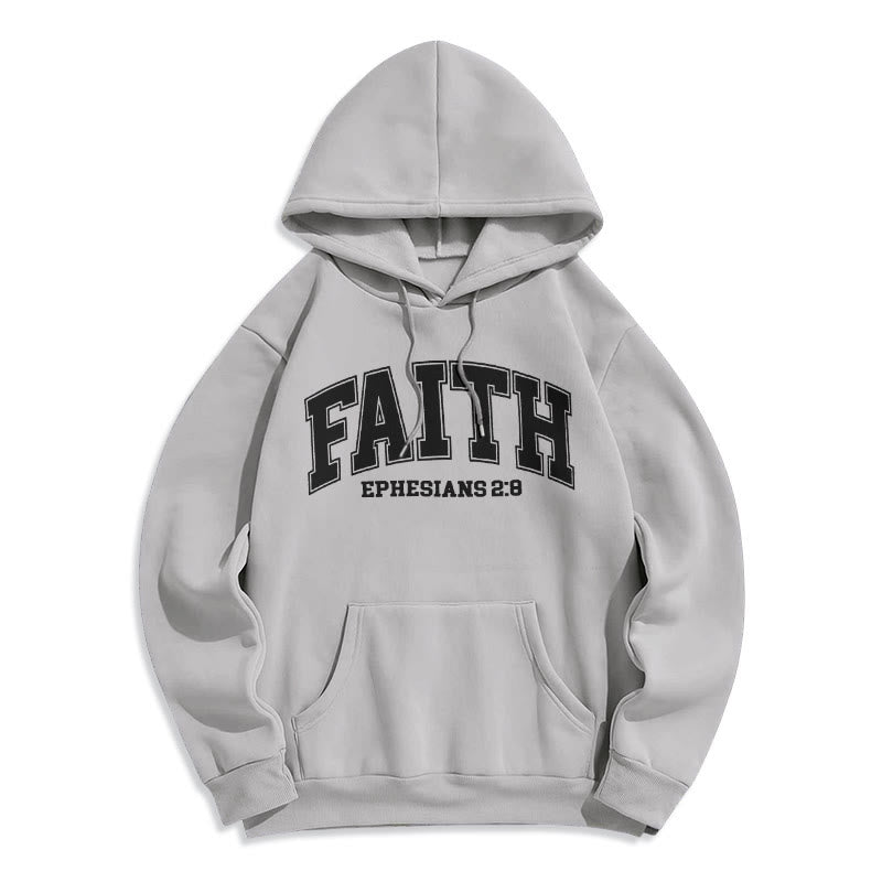 christiandiscipleshop Modern Style Faith Ephesians 2 : 8 Fleece Lined Polyester Hoodie