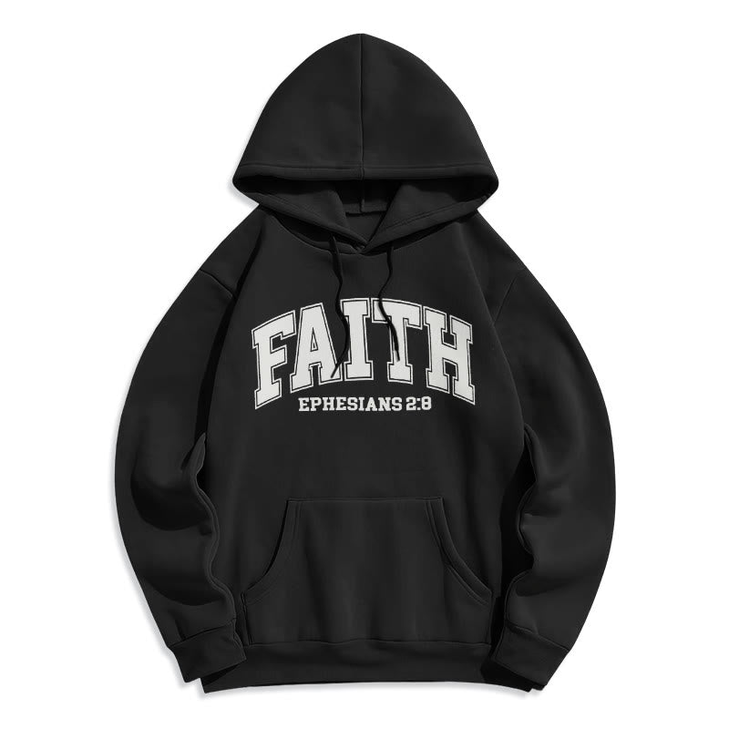 christiandiscipleshop Modern Style Faith Ephesians 2 : 8 Fleece Lined Polyester Hoodie