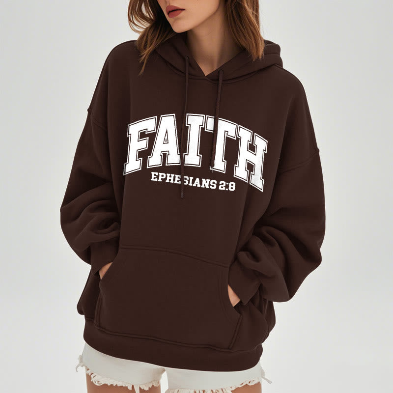 christiandiscipleshop Modern Style Faith Ephesians 2 : 8 Fleece Lined Polyester Hoodie