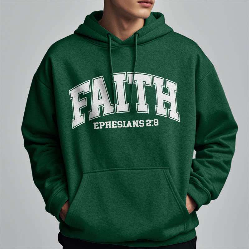 christiandiscipleshop Modern Style Faith Ephesians 2 : 8 Fleece Lined Polyester Hoodie