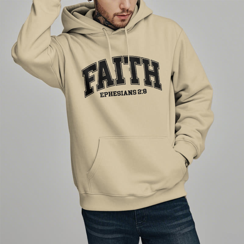 christiandiscipleshop Modern Style Faith Ephesians 2 : 8 Fleece Lined Polyester Hoodie