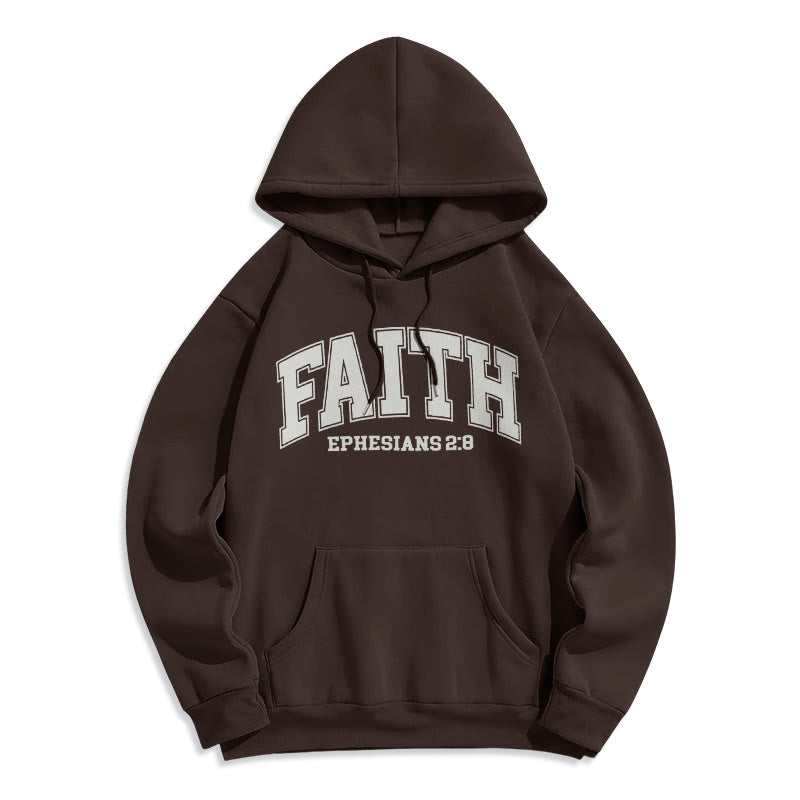 christiandiscipleshop Modern Style Faith Ephesians 2 : 8 Fleece Lined Polyester Hoodie