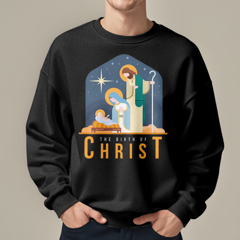 Christiandiscipleshop Colored Style Birth Of Christ Nativity Scene Fleece Lined Polyester Sweatshirt