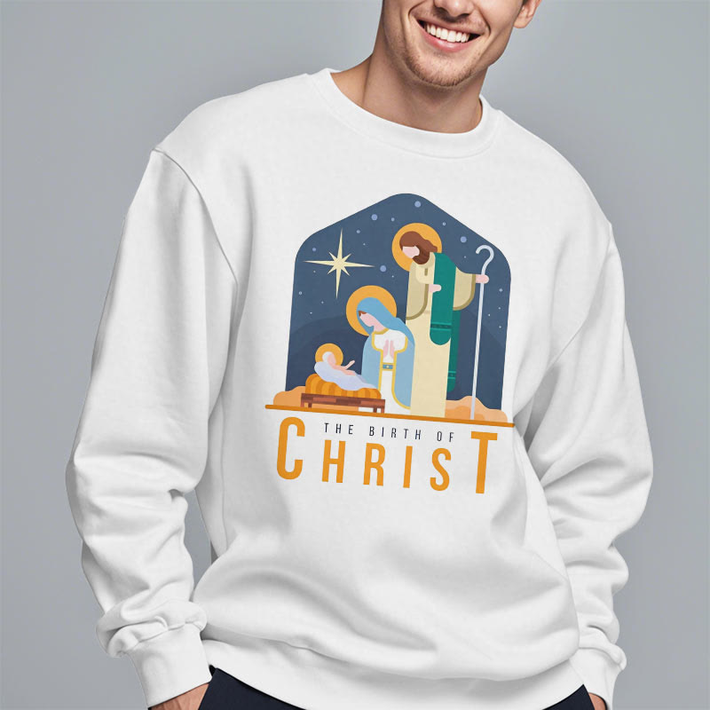 Christiandiscipleshop Colored Style Birth Of Christ Nativity Scene Fleece Lined Polyester Sweatshirt