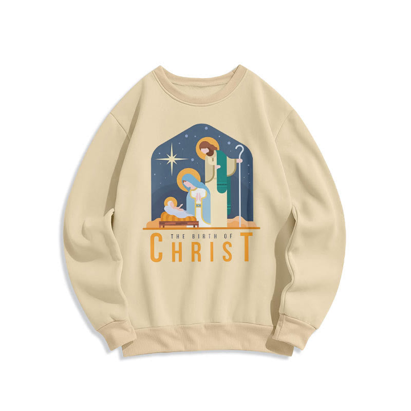 Christiandiscipleshop Colored Style Birth Of Christ Nativity Scene Fleece Lined Polyester Sweatshirt