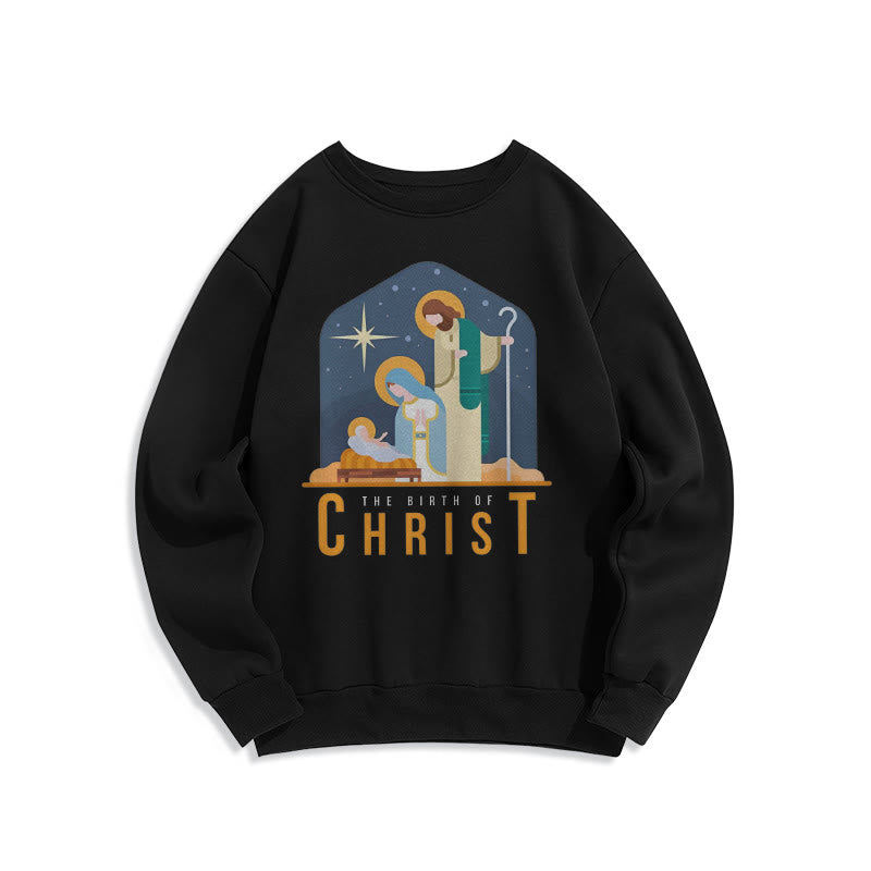 Christiandiscipleshop Colored Style Birth Of Christ Nativity Scene Fleece Lined Polyester Sweatshirt