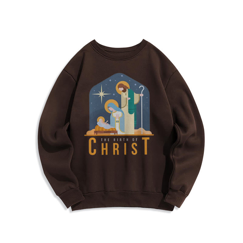 Christiandiscipleshop Colored Style Birth Of Christ Nativity Scene Fleece Lined Polyester Sweatshirt