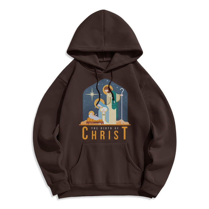 Christiandiscipleshop Colored Style Birth Of Christ Nativity Scene Fleece Lined Polyester Hoodie
