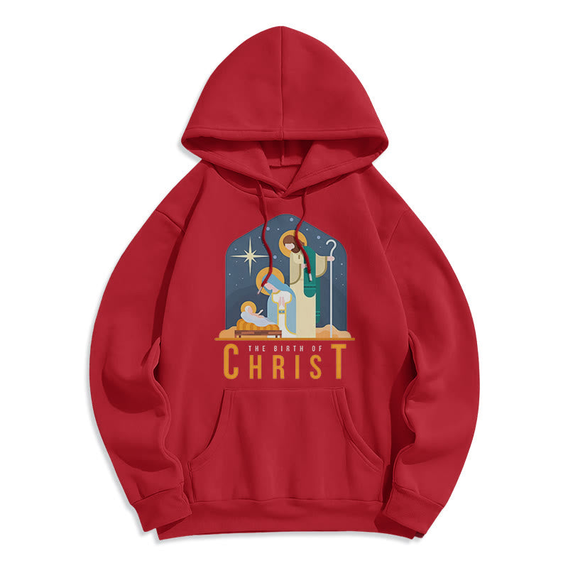 Christiandiscipleshop Colored Style Birth Of Christ Nativity Scene Fleece Lined Polyester Hoodie