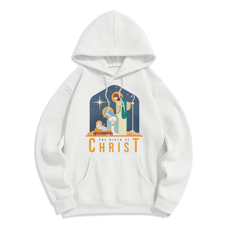 Christiandiscipleshop Colored Style Birth Of Christ Nativity Scene Fleece Lined Polyester Hoodie