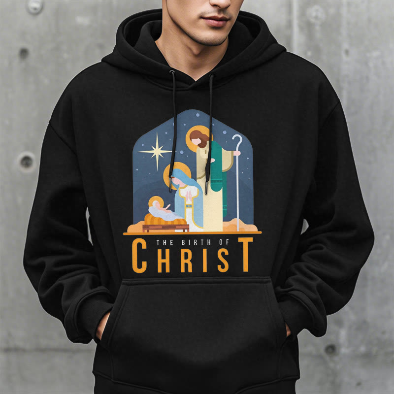 Christiandiscipleshop Colored Style Birth Of Christ Nativity Scene Fleece Lined Polyester Hoodie