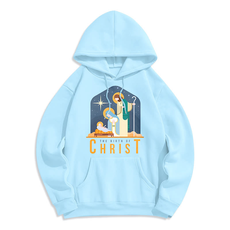 Christiandiscipleshop Colored Style Birth Of Christ Nativity Scene Fleece Lined Polyester Hoodie