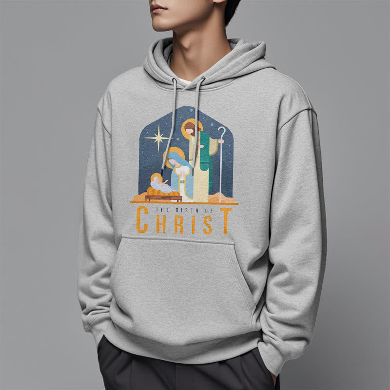 Christiandiscipleshop Colored Style Birth Of Christ Nativity Scene Fleece Lined Polyester Hoodie