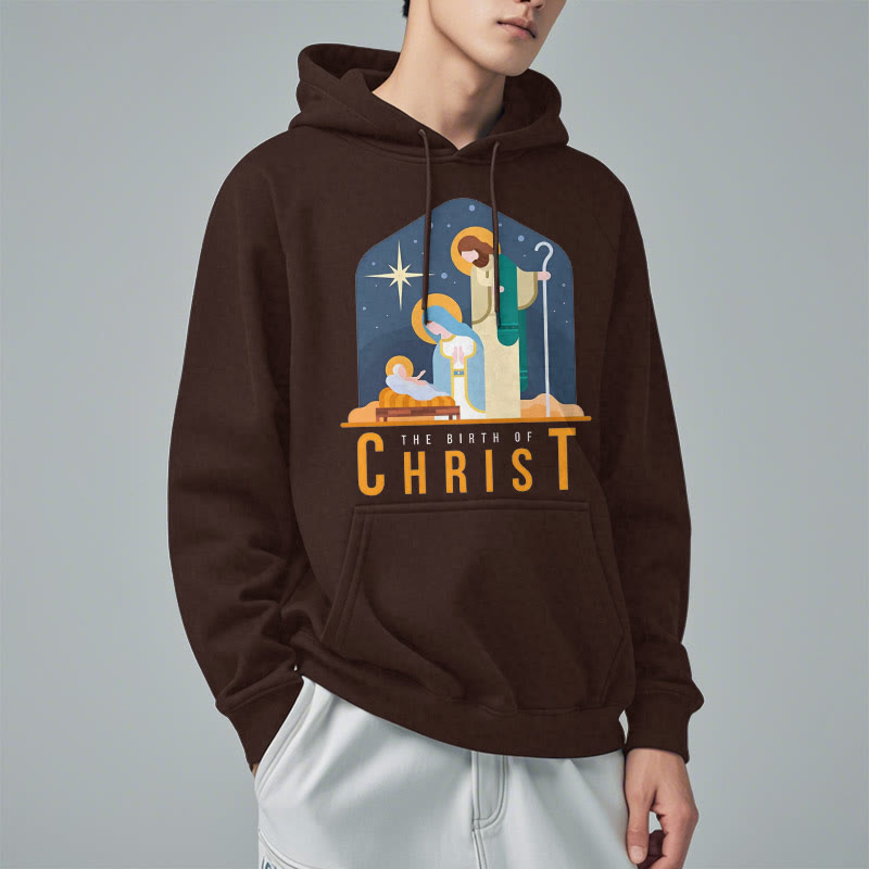 Christiandiscipleshop Colored Style Birth Of Christ Nativity Scene Fleece Lined Polyester Hoodie
