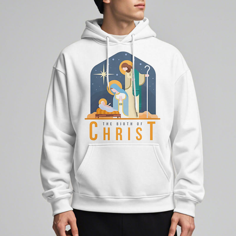 Christiandiscipleshop Colored Style Birth Of Christ Nativity Scene Fleece Lined Polyester Hoodie
