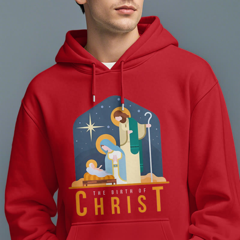 Christiandiscipleshop Colored Style Birth Of Christ Nativity Scene Fleece Lined Polyester Hoodie