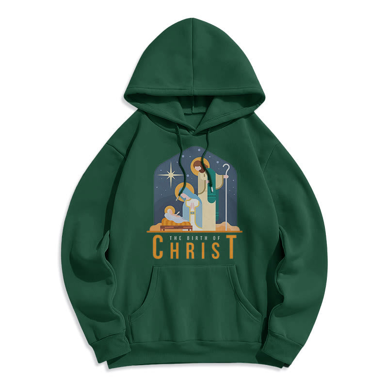 Christiandiscipleshop Colored Style Birth Of Christ Nativity Scene Fleece Lined Polyester Hoodie