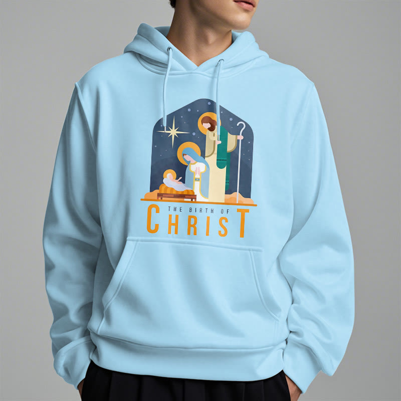 Christiandiscipleshop Colored Style Birth Of Christ Nativity Scene Fleece Lined Polyester Hoodie