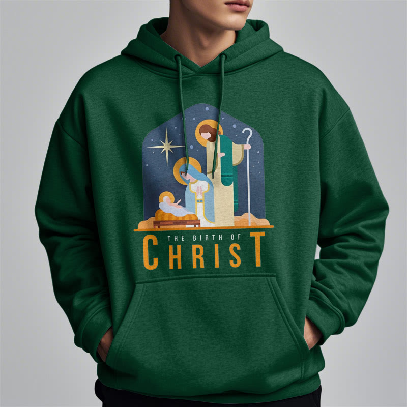Christiandiscipleshop Colored Style Birth Of Christ Nativity Scene Fleece Lined Polyester Hoodie