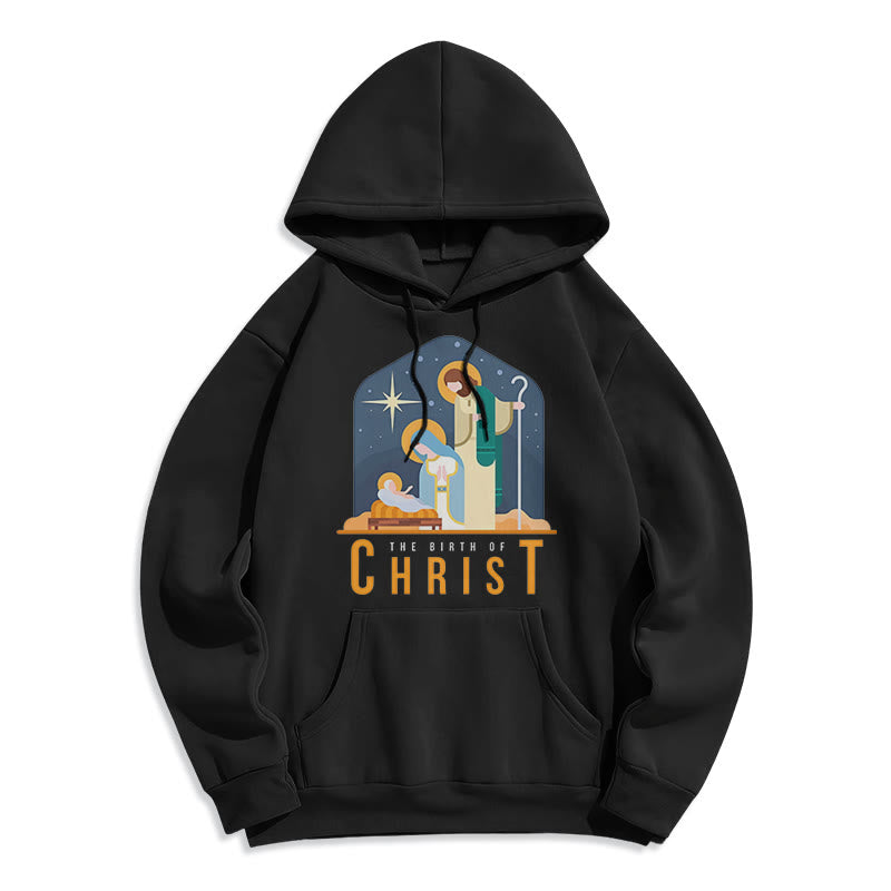 Christiandiscipleshop Colored Style Birth Of Christ Nativity Scene Fleece Lined Polyester Hoodie