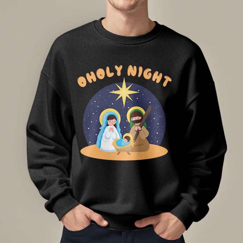 Christiandiscipleshop Colored Style Holy Night Nativity Scene Fleece Lined Polyester Sweatshirt