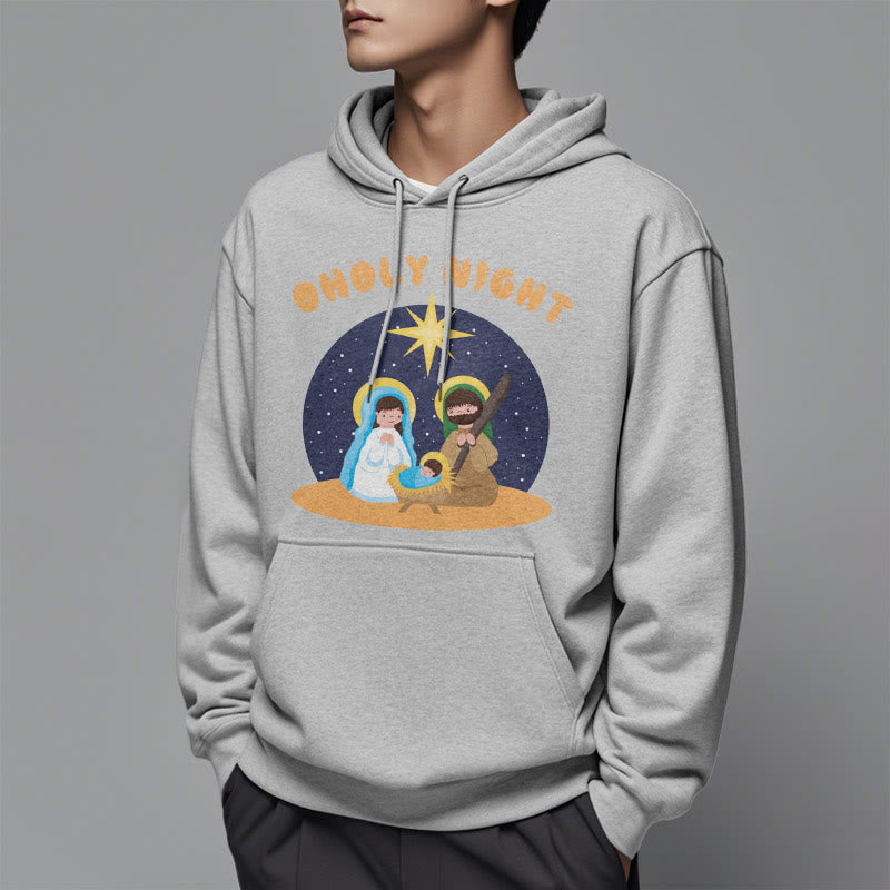 Christiandiscipleshop Colored Style Holy Night Nativity Scene Fleece Lined Polyester Hoodie