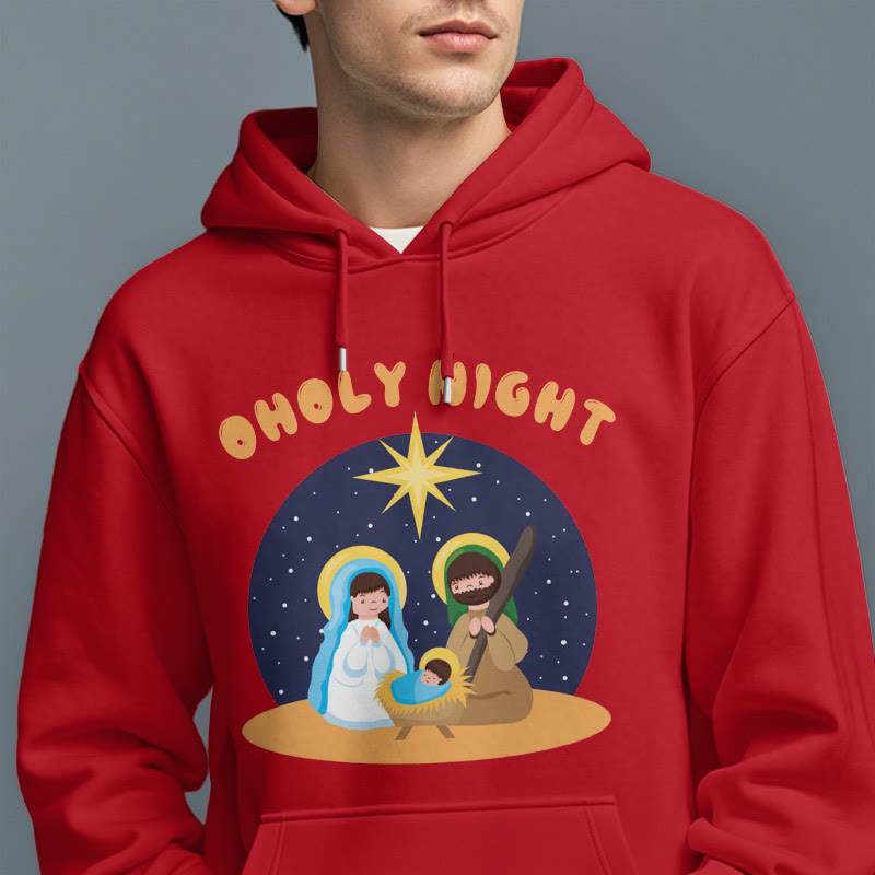 Christiandiscipleshop Colored Style Holy Night Nativity Scene Fleece Lined Polyester Hoodie