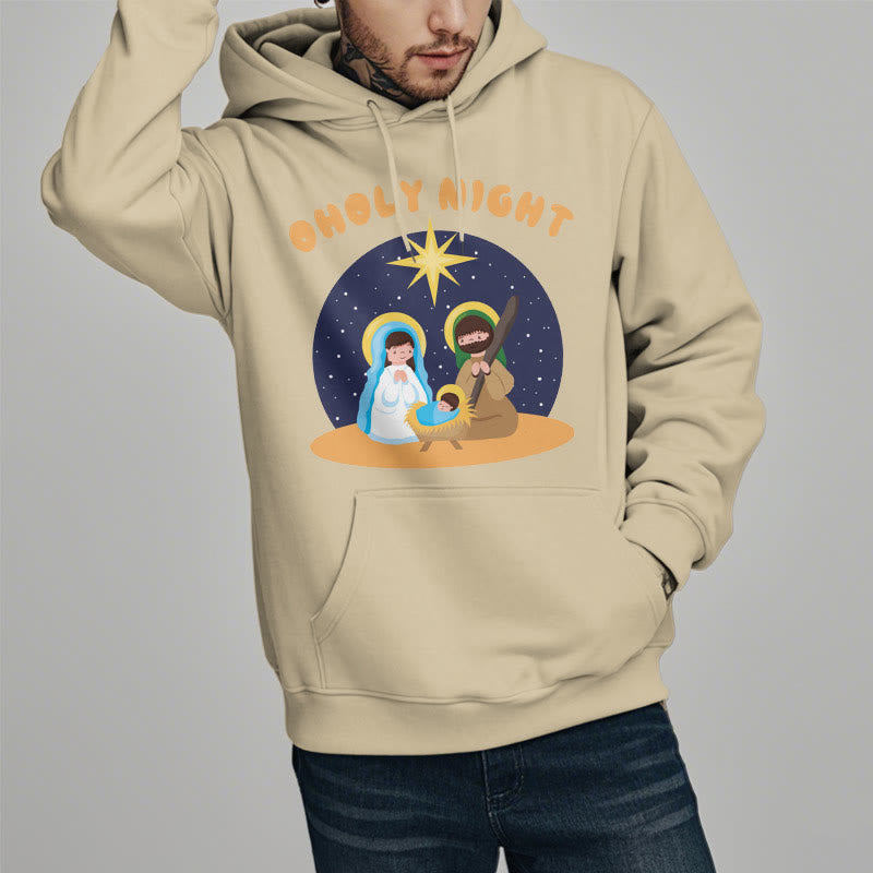 Christiandiscipleshop Colored Style Holy Night Nativity Scene Fleece Lined Polyester Hoodie