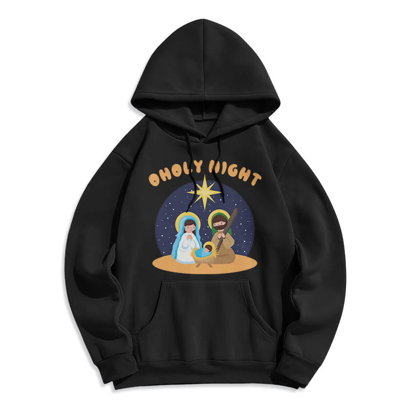 Christiandiscipleshop Colored Style Holy Night Nativity Scene Fleece Lined Polyester Hoodie