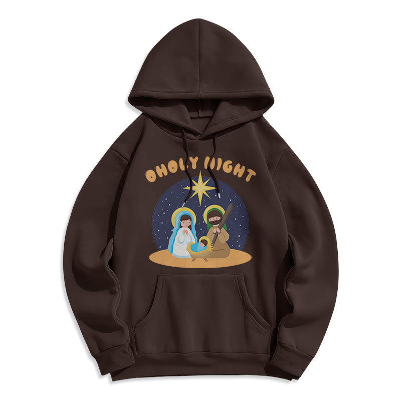 Christiandiscipleshop Colored Style Holy Night Nativity Scene Fleece Lined Polyester Hoodie
