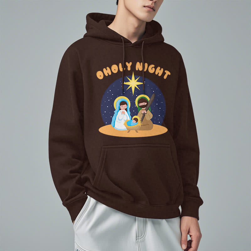 Christiandiscipleshop Colored Style Holy Night Nativity Scene Fleece Lined Polyester Hoodie