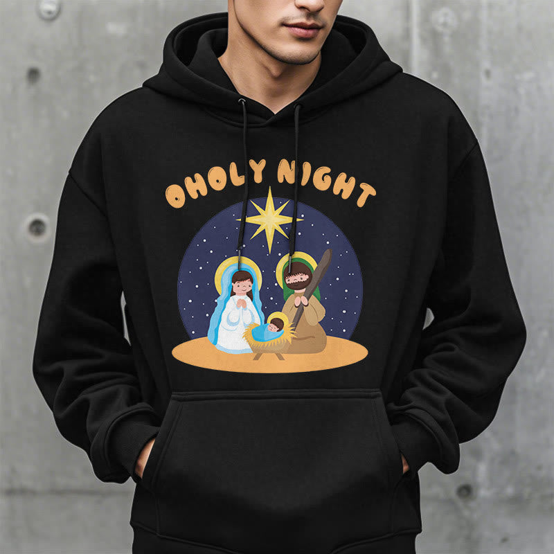 Christiandiscipleshop Colored Style Holy Night Nativity Scene Fleece Lined Polyester Hoodie