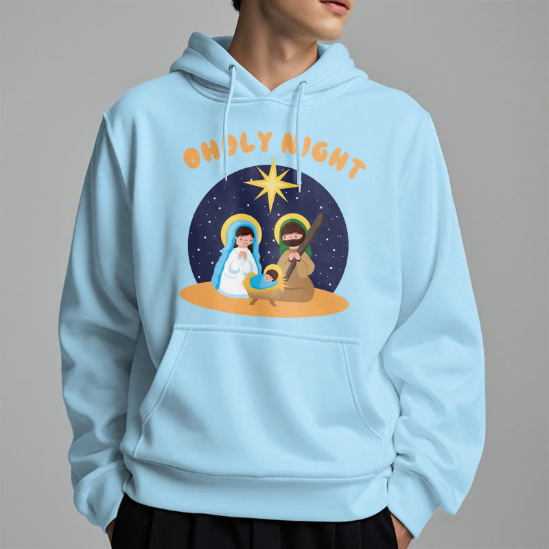 Christiandiscipleshop Colored Style Holy Night Nativity Scene Fleece Lined Polyester Hoodie