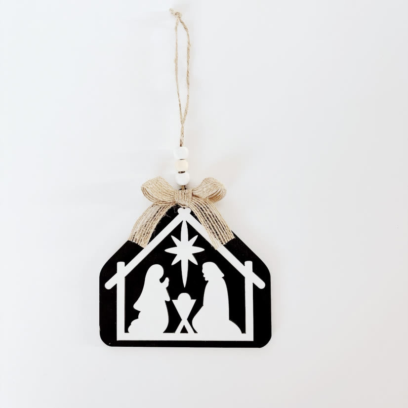 christiandiscipleshop Minimalist Style Nativity Scene Silhouette Christmas Nativity Hanging Ornaments