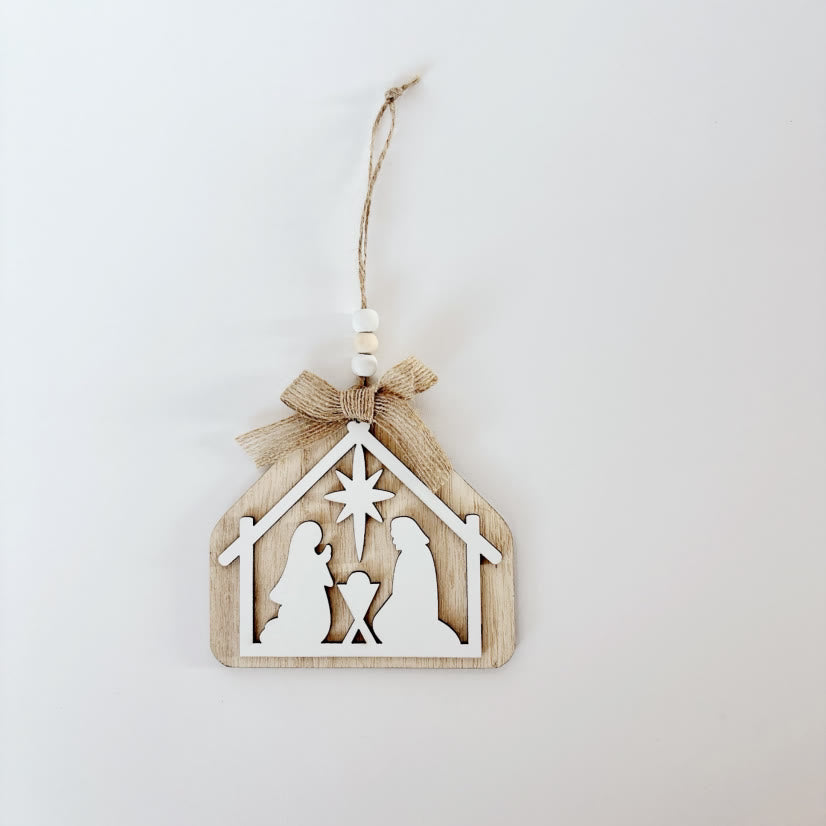 christiandiscipleshop Minimalist Style Nativity Scene Silhouette Christmas Nativity Hanging Ornaments