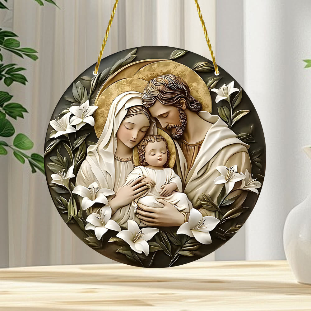 Christiandiscipleshop Classic Style Nativity Scene Floral Acrylic Christmas Nativity Hanging Ornaments