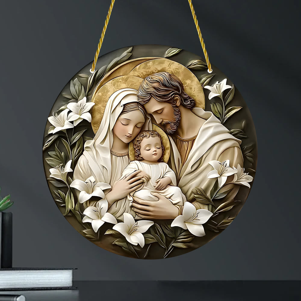 Christiandiscipleshop Classic Style Nativity Scene Floral Acrylic Christmas Nativity Hanging Ornaments
