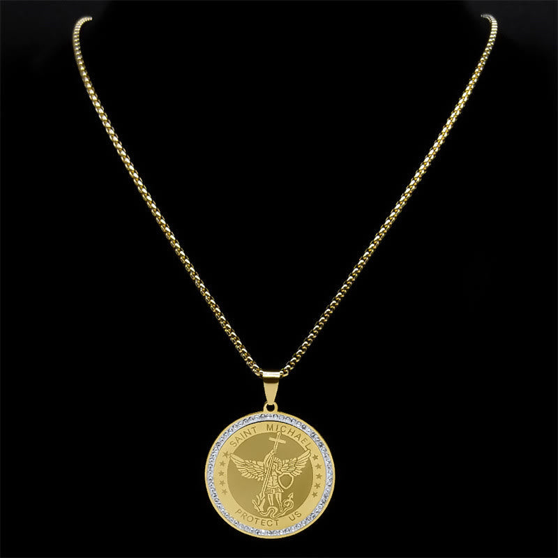 Christiandiscipleshop Classic Style Saint Michael Protect Us Sacred Blessing Pendant Necklace