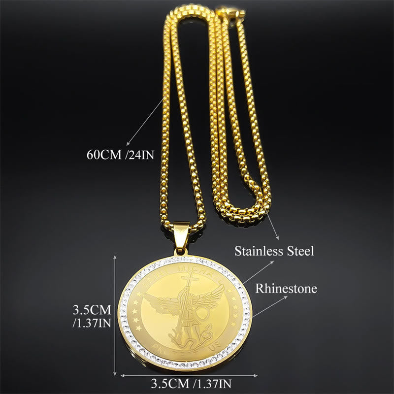 Christiandiscipleshop Classic Style Saint Michael Protect Us Sacred Blessing Pendant Necklace