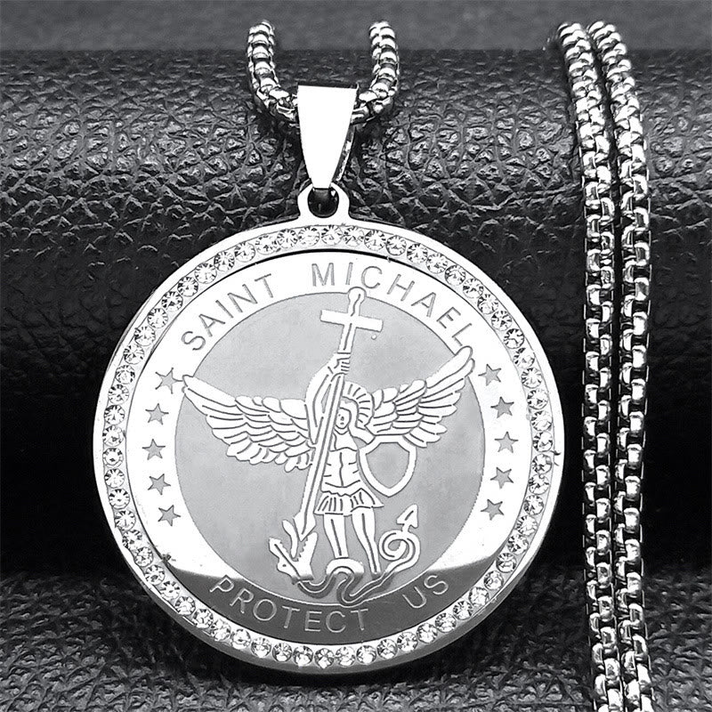 Christiandiscipleshop Classic Style Saint Michael Protect Us Sacred Blessing Pendant Necklace
