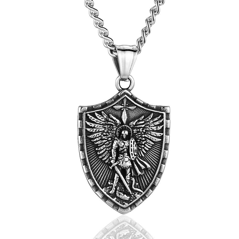 christiandiscipleshop Modern Style Michael The Archangel Shield Devine Guardian Pendant Necklace