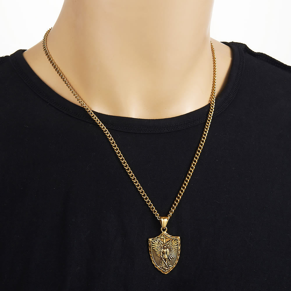 christiandiscipleshop Modern Style Michael The Archangel Shield Devine Guardian Pendant Necklace