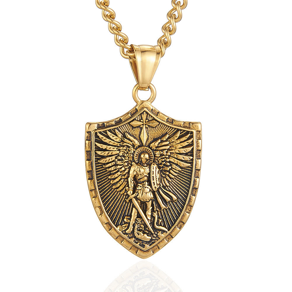 christiandiscipleshop Modern Style Michael The Archangel Shield Devine Guardian Pendant Necklace