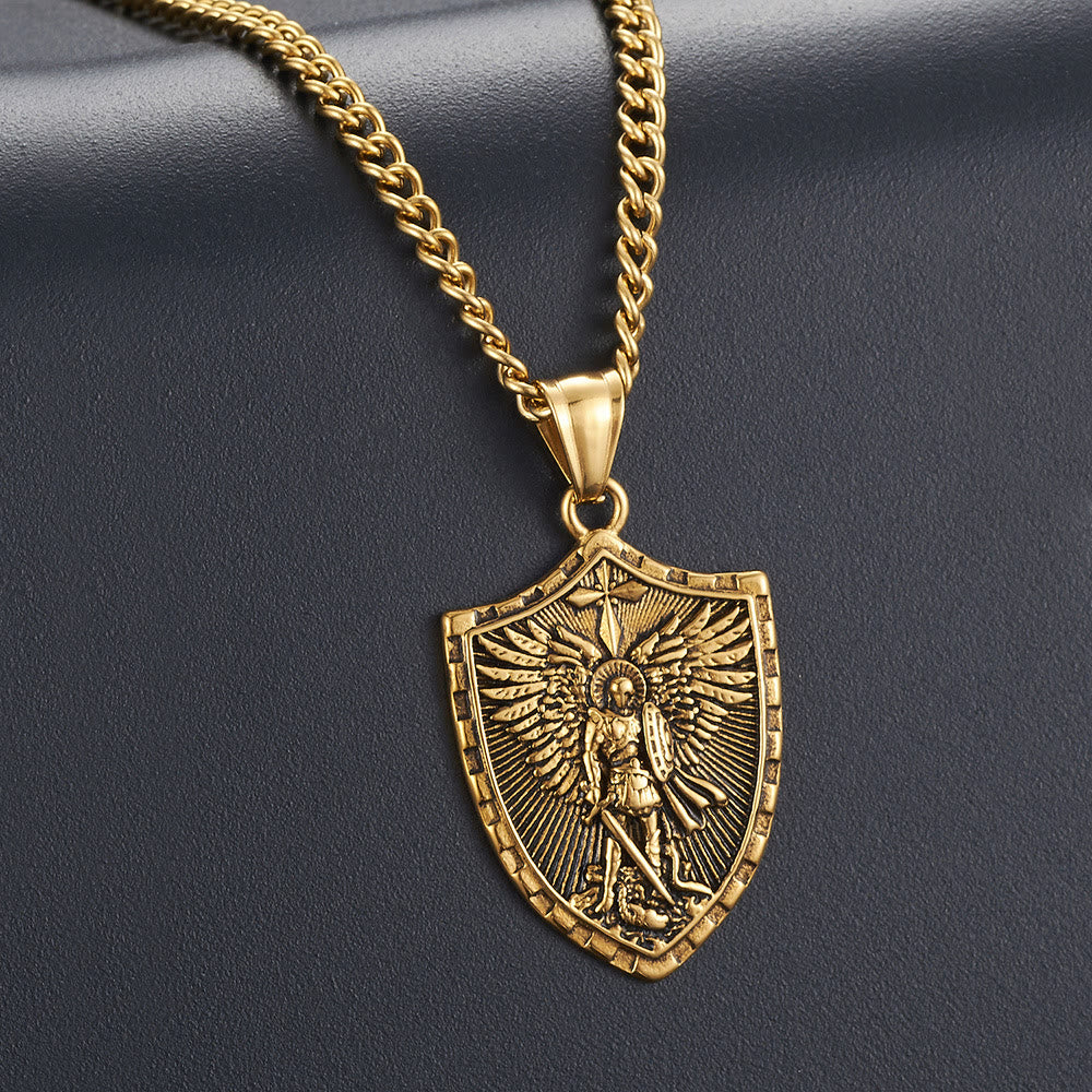 christiandiscipleshop Modern Style Michael The Archangel Shield Devine Guardian Pendant Necklace