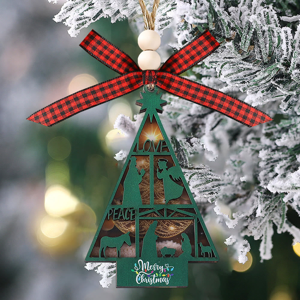 Christiandiscipleshop Classic Style Nativity Scene Tree Shape Christmas Nativity Hanging Ornaments