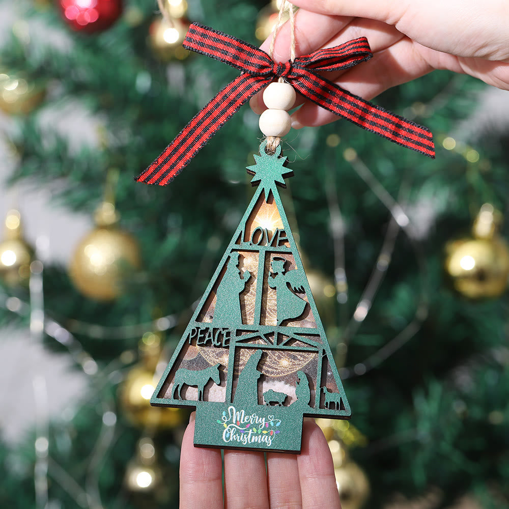 Christiandiscipleshop Classic Style Nativity Scene Tree Shape Christmas Nativity Hanging Ornaments