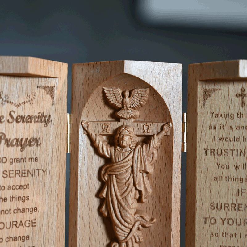 Christiandiscipleshop Classic Style Openable Wooden Cylinder Jesus Figure Desktop Decorations Ornament