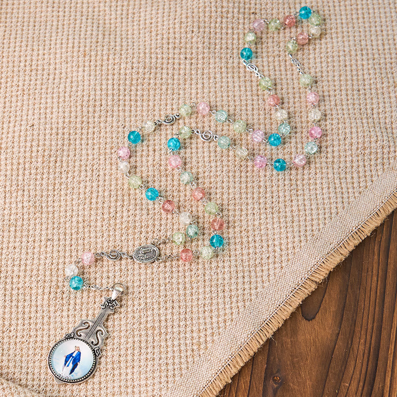 Christiandiscipleshop Our Lady of Fatima & Assumption of Our Lady of 8mm Round Multicolor Glass Alloy Chain Rosary