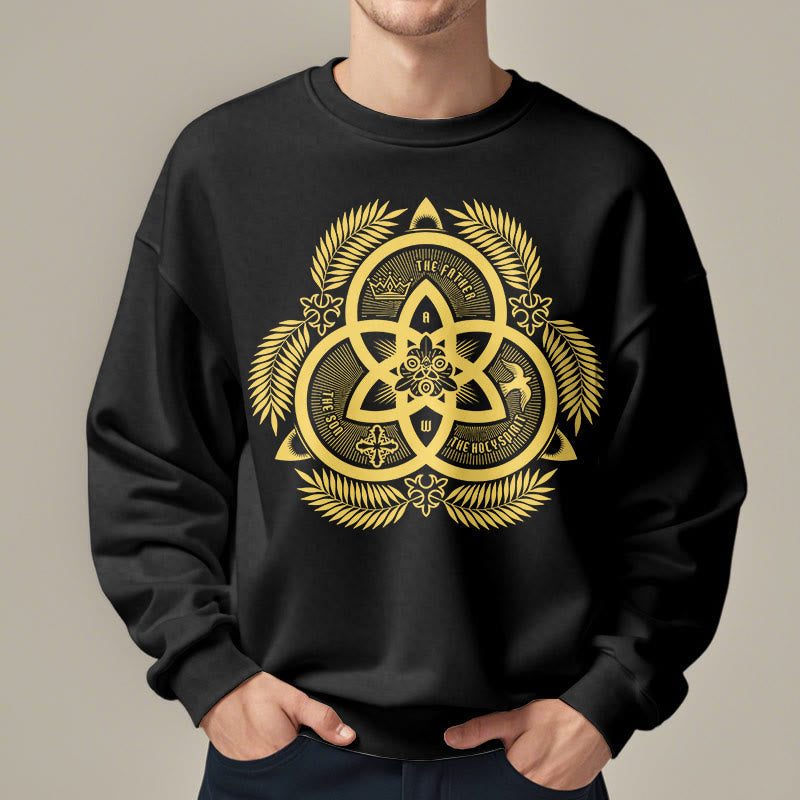 Christiandiscipleshop Classic Style Divine Unity Gold Sacred Emblem Fleece Lined Polyester Sweatshirt